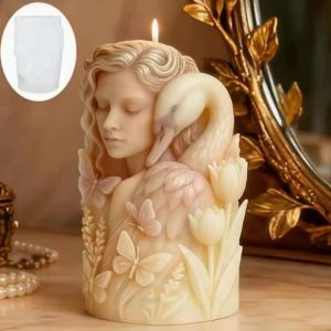 Elegant swan goddess candle mold durable and reusable silicone mold suitable for home décor and Christmas decorations.