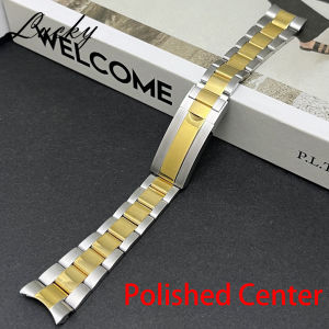 20mm Bracelet Glide Lock Clasp 904L Solid Stainless Steel Strap Brushed Polished Oyster Bracelet Folding Buckle Sliding Lock
