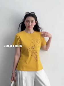 JULULOOK | Round Neck Commute Slimming Print Plus Size T-shirt