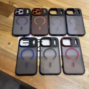 Armor Metal Lens Stand For Magsafe Phone Case For iPhone 17 16 15 14 13 12 17 Pro Max Plus Magnetic Wireless Charge Hard Cover