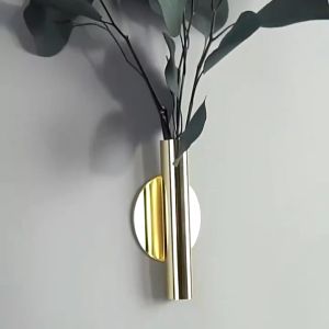 Wall Mount Flower Vase Creative Flower Vase Golden/Pink Nordic Style Metal DIY Flower Rack for Living Room Decor Vase Tool
