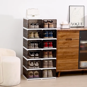 HOTUS พร้อมใช้ทันที กล่องพลาสติกเก็บรองเท้าพับได้ใส แบบหนา ไม่ต้องติดตั้ง ตู้รองเท้าในบ้าน กล่องจัดเก็บประหยัดพื้นที่ มีหลาย