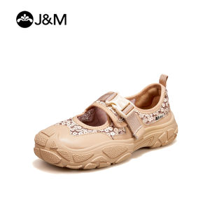 Joy&Mario รองเท้าผ้าใบประดับเลื่อมลายจุดผู้หญิงฤดูร้อนปี 2024