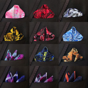 Mens Handkerchief Plaid Floral Stripes Hankies Business Pocket Square Chest Towel 25*25CM Accessories For Wedding Party