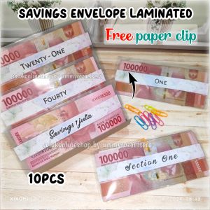 10pcs Savings Envelope Laminated FREE paper clip / challenge cash Envelope