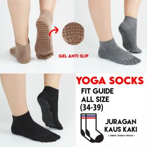 Kaos Kaki Jari Yoga Pendek Semata Kaki Wanita Gel Anti Slip Toe Socks