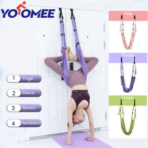 Yoomee เปลที่แขวนประตูยืดสำหรับผู้หญิงสายคล้องโยคะอากาศปรับได้เข็มขัดโยคะยืดสำหรับฟิตเนสชิงช้า