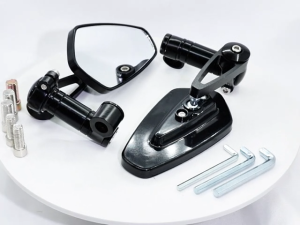 TOP1PH Pair CNC Alloy Side Mirror 360 Rotation White Glass Universal side mirror for Motorcycle New carbon fiber