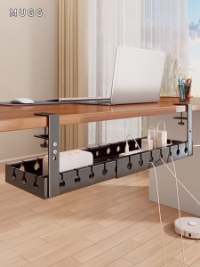 Easyhome.sg Under Desk Cable Management Tray Clamp On Under Table Cable Organizer Power Strip Socket Holder