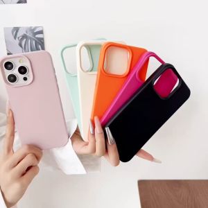 เคสโทรศัพท์ซิลิโคนลายลิ้นจี่สีลูกกวาดอ่อน For iPhone 11 12 13 14 15 17 16 Pro Max 16 Plus เคสไอโฟน11 pro Air 13promax 14promax 14 plus เคสกันกระแทกเนื้อหนังสีทึบ