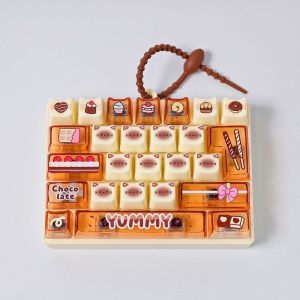 Bandai | Cat Bakery Decompression 26 Keyboard Button Toys Squeeze Keyboard Keychain Student Adult Press Keychain Pendant Cosplay Anime