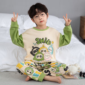 Pure Cotton Long Sleeve Childrens Sleepwear Set Cartoon Print Home Clothes for Boys Spring Autumn Seasonal Kids Pyjamas