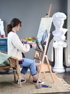 1.9M Easel Stand For Painting With Drawers Display Stand Art Supplies Sketch Wooden Frame Height Adjustable