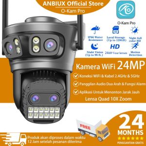 ANBIUX Kamera IP WiFi 5G 24MP Lensa Quad Luar Ruangan Kamera Zoom 10x Terhubung ke Ponsel Video Pelacakan Otomatis Kamera CCTV Pengawasan Deteksi Manusia