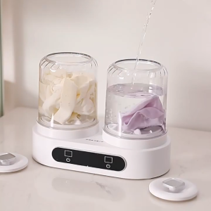 Dual-Cup Mini Washing Machine for Underwear – Blue Light Sterilization 3L Large Capacity