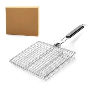 Giỏ Nướng Kim Loại Gấp Gọn Có Tay Cầm Dùng Cho BBQ - Phụ Kiện Nấu Ăn Ngoài Trời Dành Cho Cá Rau Củ Tôm