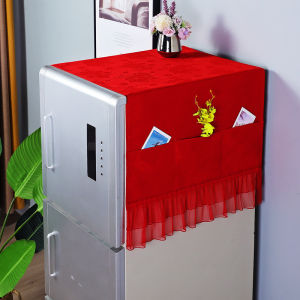 Tấm Lót Tủ Lạnh Màu Đỏ Cưới Tấm Lót Máy Giặt Tấm Lót Chống Bụi Đa Năng Tấm Lót Máy Giặt Đơn Cửa Tấm Lót Tủ Lạnh Hai Cửa