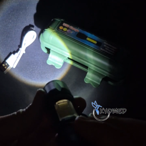 Senter LED Mini Recharge + Box Penyimpanan | ZOOM RECHARGEABLE BATTERY Q5 + COB Lentera 300 Lumens