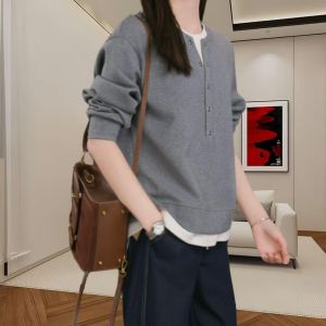 Loose Long Sleeve round Neck Sweater Womens Base Layer Shirt Slimming Effect Autumn New Style plus Size Fashionable Top