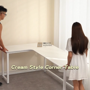 Computer Table L Shape Table White Study Table With CPU Holder Carbon Fiber Surface Multipurpose Table Meja PC Meja Komputer Meja Belajar