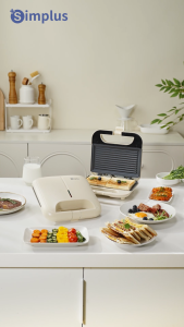 【NEW】Simplus Pink Sandwich Maker丨750W丨Double-Sided Crisp Grilling丨Breakfast Machine丨Extended Dual Plates丨Non Stick Coating App SMZJ006