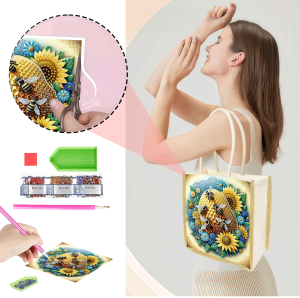 other | 1 Piece of Diamond Painting tote bag bee pattern canvas Material Interchangeable pattern Essential travel Supplies