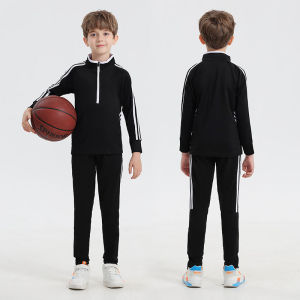 Fall Winter Long Sleeve Training Uniform Set Men Women Children Outdoor Sports Basketball Football Kit Half Zipper Fitness Clothes