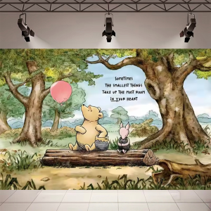 Beast Kingdom | Cute Winnie the Pooh Theme Backdrop Kids 1st Birthday Party Baby Shower Decor Banner Studio Portrait Photography Background