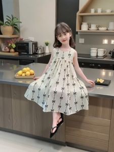 Princess Style Butterfly Print Summer Dress for Girls Childrens Fashionable Clothing Butterfly Skirt Girls Summer Outfit