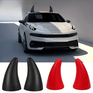 Car Auto Truck Elasticity 3D Devil Horns Sticker Bumper Decor Anti Collision Large Devil Horns for Motorcycle Bike Ski Helmets