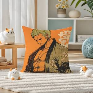 Bandai | One Piece Gol D Roger Anime Plush Pillow Cover Soft Short Plush Cushion Cover For Sofa Bedroom Home Decor Gift Decoration