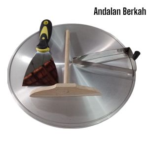 (COD) PAKET Loyang kreps putar/Wajan/Leker Crepes 25cm Semi Otomatis Komplit Free