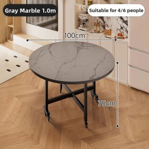 ZHUSHANXIA | Foldable Round Dining Table with Lazy Susan