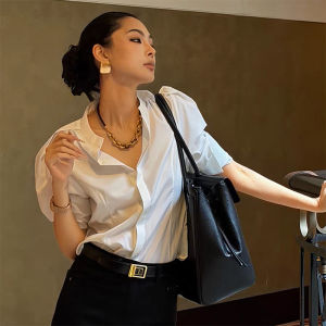 French Chic Slimming Buttoned Shirt White