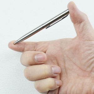 Mini Metal Twist-Activated Ballpoint Pen - Pocket-Sized 0.7mm Fine Black Ink Stainless Steel Ballpen Office School Supplies