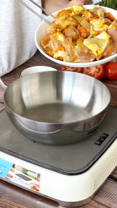 Chảo sâu lòng inox 316 SEKA HAATZ chống dính vung kính cường lực dùng mọi loại bếp đa năng chiên rán xào