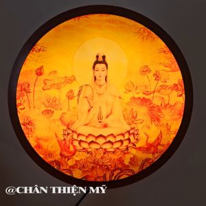 Đèn Thờ Hào Quang In Trúc Chỉ Quan Thế Âm Bồ Tát Trang Trí Bàn Thờ Phật TreoTượng TC-HQ-163