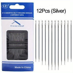 12PCS Blind Needle Elderly Needle-side Big Hole Hand Stainless Steel Sewing Needless Threading Household DIY Sewing Needles
