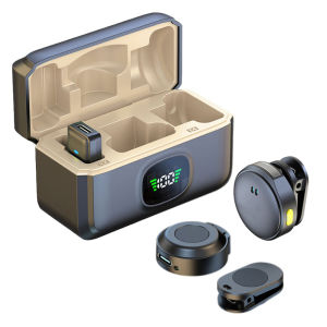 Professional Wireless Lavalier Microphone Plug and Play with LED Power Display Portable Charging Case Content Creators Recording