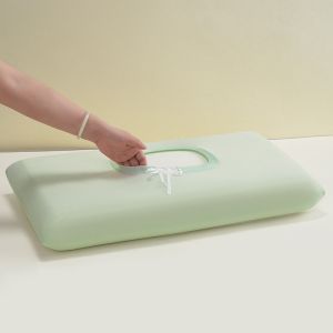 Summer Thin Cooling Pillowcase Solid Color Ice Silk Pillowcase Breathable Cool Feeling Cover Washable (No Pillow) 65x35cm 1pc