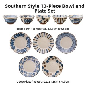 Mino Yaki | Imported Safe Underglaze Japanese Bowl and Plate Set