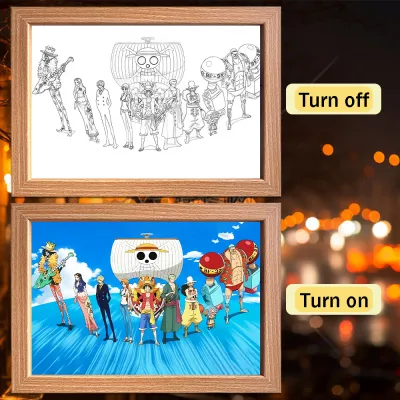 Anime Character Luffy LED Light Frame Study Bedroom Night Light Christmas Birthday Gift Moon Light