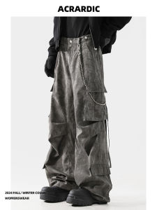 Quần Ống Rộng Phong Cách Mỹ Cho Nam ACRARDIC Dáng Rộng Thoải Mái Có Thắt Lưng Quần Áo Làm Việc Quần Dài Thường Ngày