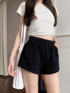 Quần Short Cotton Nguyên Chất Cạp Cao Chữ a Cho Nữ Mùa Hè Quần Thể Thao Ống Rộng Quần Bó Bó Sát Quần Bó Bó Sát