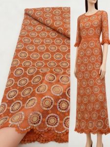 Vải Ren Guipure Pháp Với Kim Tuyến Nhiều Màu Sắc Lưới Hòa Tan Trong Nước Thân Thiện Với Môi Trường Dành Cho Đầm Phụ Nữ Nigeria Vải Lưới Thêu Chất Lượng Cao