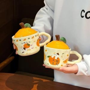 Adorable Orange Cat Mug with Lid
