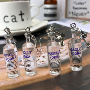 Creative Handmade Funny TikTok Net Red Wine Bottle Earrings Interesting Simulation Transparent Foreign Wine Beverage Bottle I Want to Eat Ear Clip