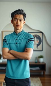 Kaos Polo Kerah Shanghai Pria Lengan Pendek Bergaris & Kaos Kerah Shanghai Pria Basic Santai