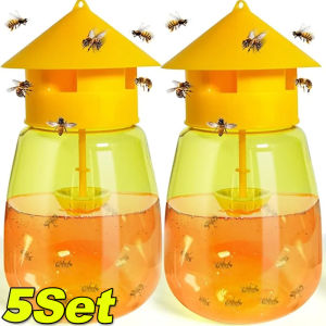 【Swan Home】5Set Fruit Fly Trap Killer Yellow Plastic Drosophila Trap Fly Orchard Anti Fruit Catcher Pest Fly Trap Control Insect Catcher