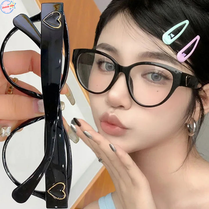 【Bubble Star】Korean Heart Anti Blue Glasses Transparent Black Optical ...